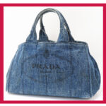 Auth PRADA Canapa Blue Canvas