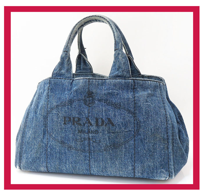 Auth PRADA Canapa Blue Canvas