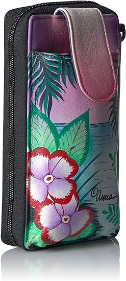 Genuine Leather Smartphone Case & Wallet - Tropical Flamingos