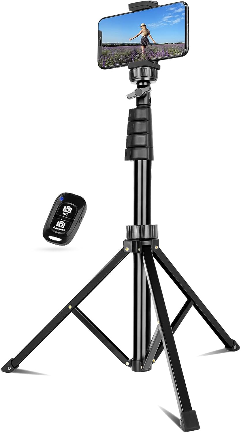 UBeesize Selfie Stick Tripod, 62" Extendable Tripod Stand with Bluetooth Remote for Cell Phones